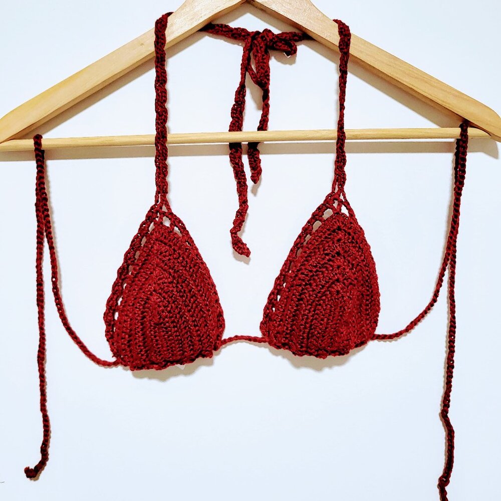 Red Crochet Bikini Top